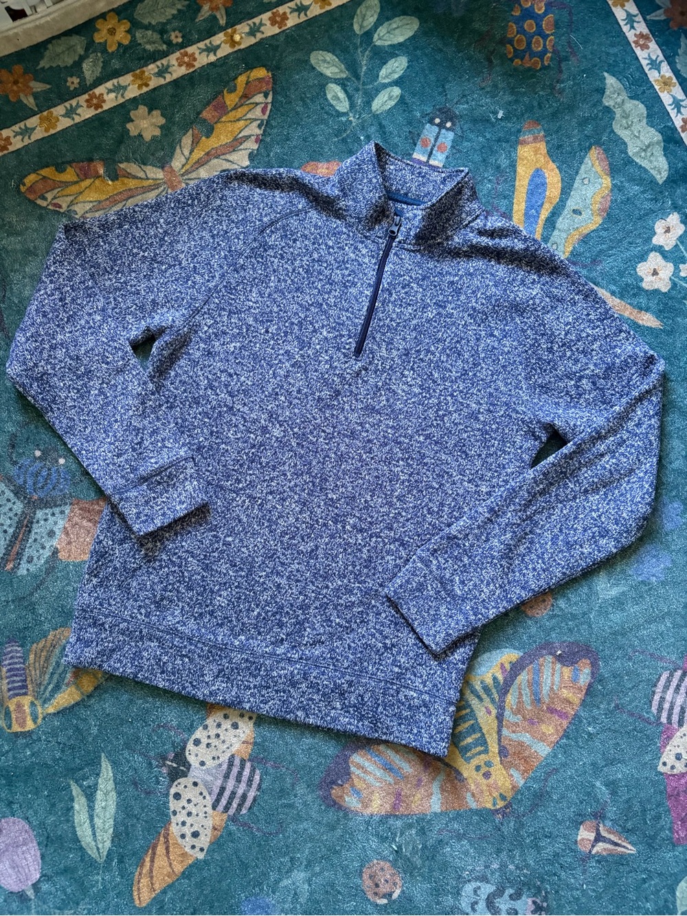 Woman's Quarter-Zip Heathered Blue Sweater